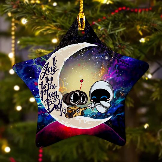I Love You To The Moon And Back Ornament, Robot Couple In Snowflakes Xmas Ornament Gift, 2024 Christmas Tree Decor Gift For Kid