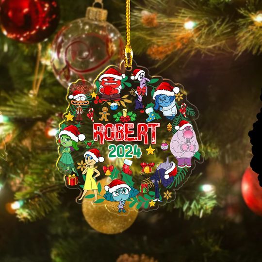 Personalized Inside Out 2 Arcyclic Characters Ornament, Custom Christmas Keepsake Tree Hanging Decor, Inside Out 2024 Ornament Gift For Kid