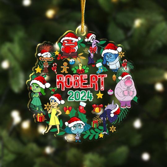 Personalized Inside Out 2 Arcyclic Characters Ornament, Custom Christmas Keepsake Tree Hanging Decor, Inside Out 2024 Ornament Gift For Kid