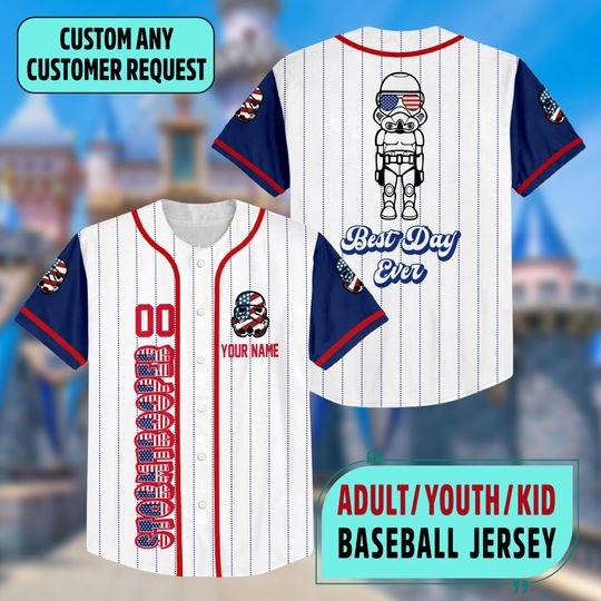 Personalized Stormtrooper 4th of July Baseball Jersey, Custom Star Wars Fourth Of July Baseball Jersey, Marvel Stormtrooper Jersey Shirt