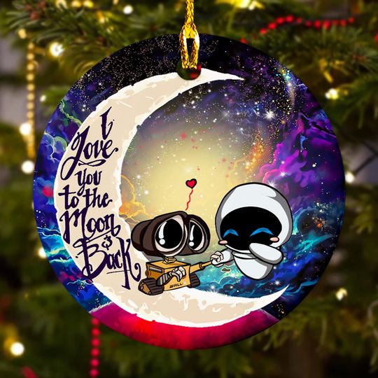 I Love You To The Moon And Back Ornament, Robot Couple In Snowflakes Xmas Ornament Gift, 2024 Christmas Tree Decor Gift For Kid