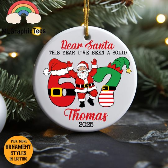 Six Seven Meme Christmas Ornament: Gen Alpha Humor, Porcelain Tree Decoration, Gen Alpha Gift, Gen Z Ornaments, 6-7 Ornaments