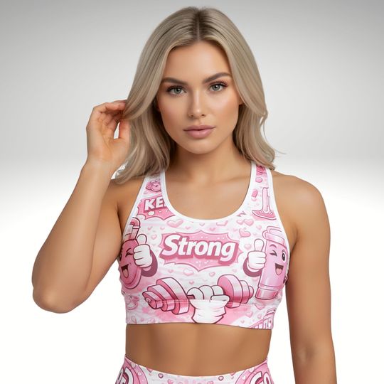 Strong Vibes Workout Set for Women High-Waist Leggings & Sports Bra
