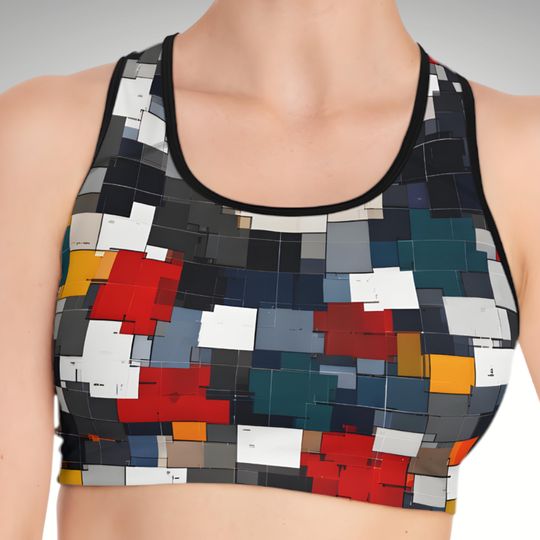 Color Block Activewear Set for Women, Printed Leggings and Sports Bra