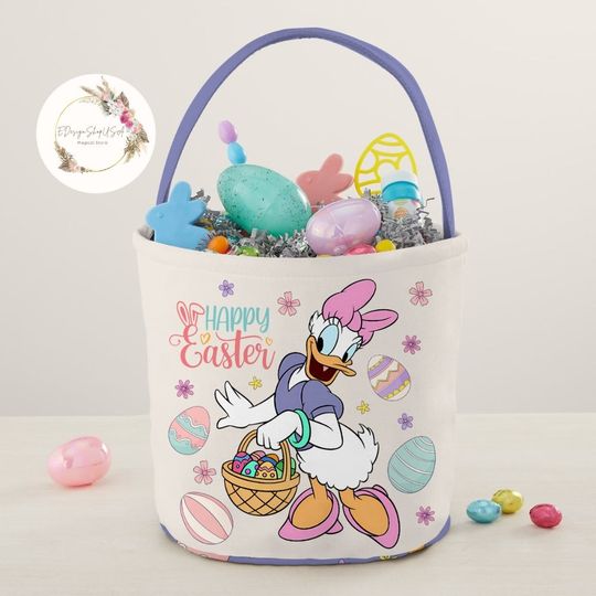 Personalized All Characters Disney Easter Basket, Mickey and Friends Bunny Easter Egg Hunt Basket, WDW Disneyland Family Happy Easter Decor