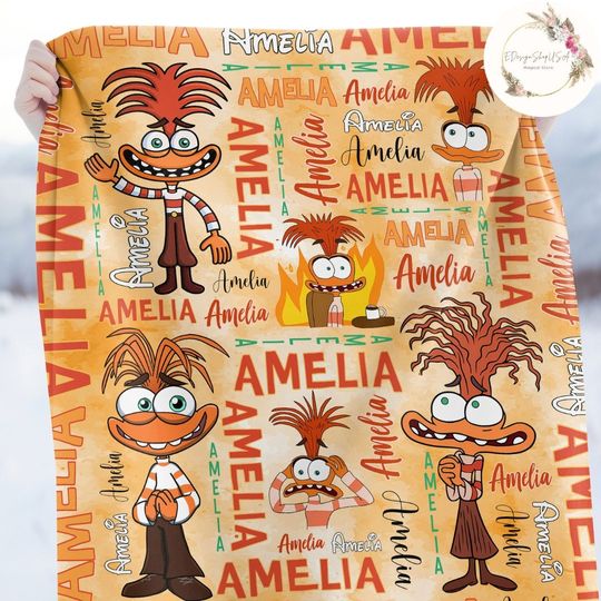 Personalized Watercolor Disney Pixar Inside Out Anxiety Blanket