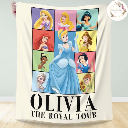 Personalized Disney Princess The Royal Tour Throw Blanket