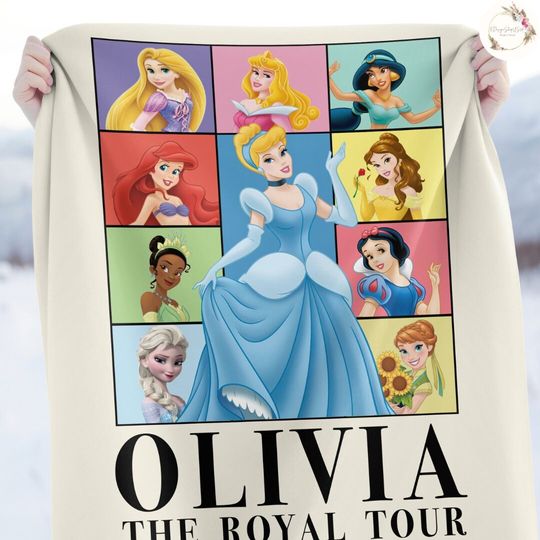 Personalized Disney Princess The Royal Tour Throw Blanket