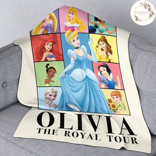 Personalized Disney Princess The Royal Tour Throw Blanket
