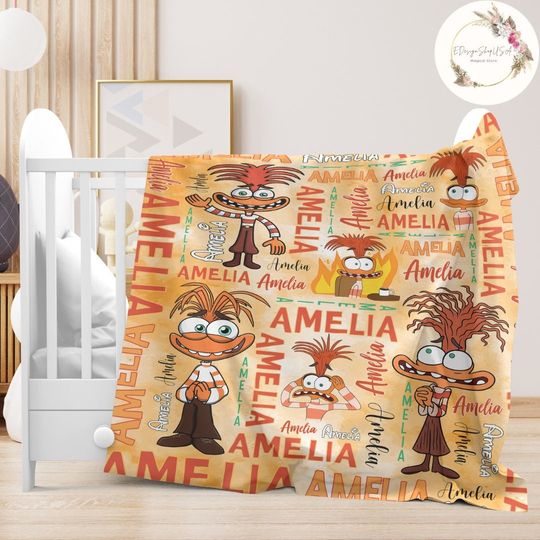 Personalized Watercolor Disney Pixar Inside Out Anxiety Blanket