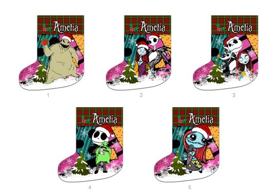 Personalized Red Plaid Disney The Nightmare Before Christmas Stockings With Name, Oogie Boogie Christmas Tree, Disney Family Christmas Gifts