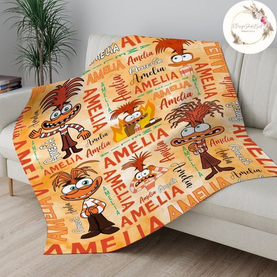 Personalized Watercolor Disney Pixar Inside Out Anxiety Blanket