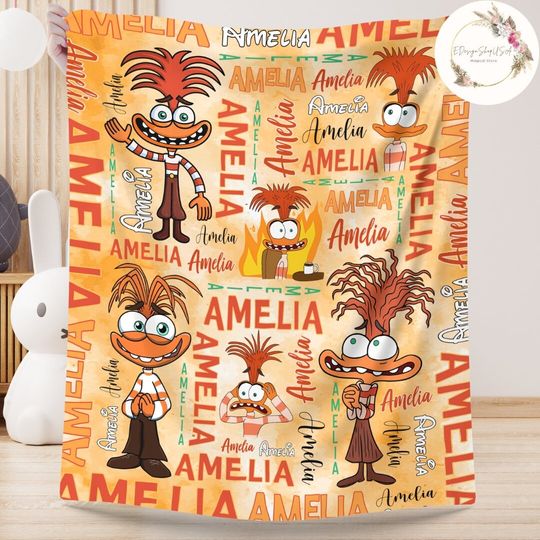 Personalized Watercolor Disney Pixar Inside Out Anxiety Blanket
