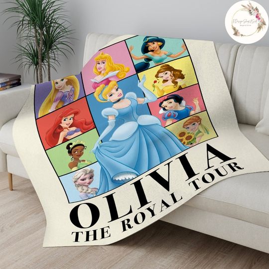 Personalized Disney Princess The Royal Tour Throw Blanket