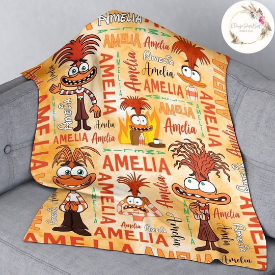 Personalized Watercolor Disney Pixar Inside Out Anxiety Blanket