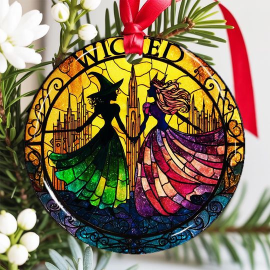 Witchy Besties Ceramic Ornament Elphaba & Glinda Wicked Decor Christmas Gift for Oz Fans