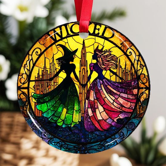 Witchy Besties Ceramic Ornament Elphaba & Glinda Wicked Decor Christmas Gift for Oz Fans