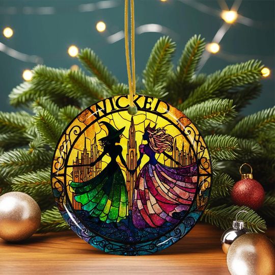 Witchy Besties Ceramic Ornament Elphaba & Glinda Wicked Decor Christmas Gift for Oz Fans