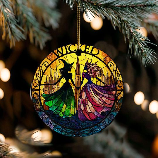 Witchy Besties Ceramic Ornament Elphaba & Glinda Wicked Decor Christmas Gift for Oz Fans