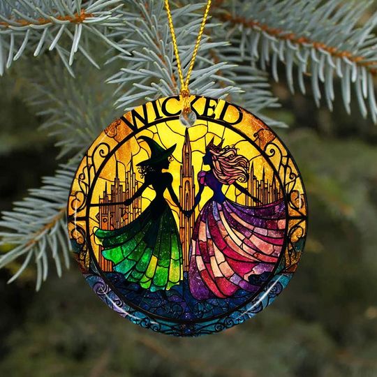 Witchy Besties Ceramic Ornament Elphaba & Glinda Wicked Decor Christmas Gift for Oz Fans