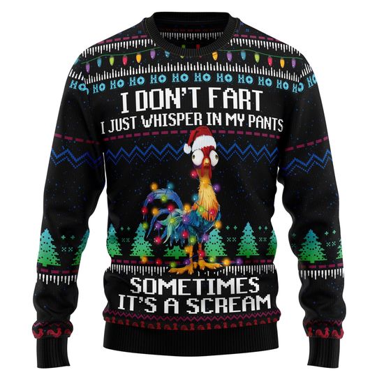 Scream Chicken Ugly Christmas Sweater, Humorous Holiday Pullover