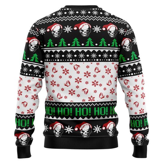 Ho Ho Horror Santa Skull Christmas Sweater Gothic Holiday Pullover Funny Gift