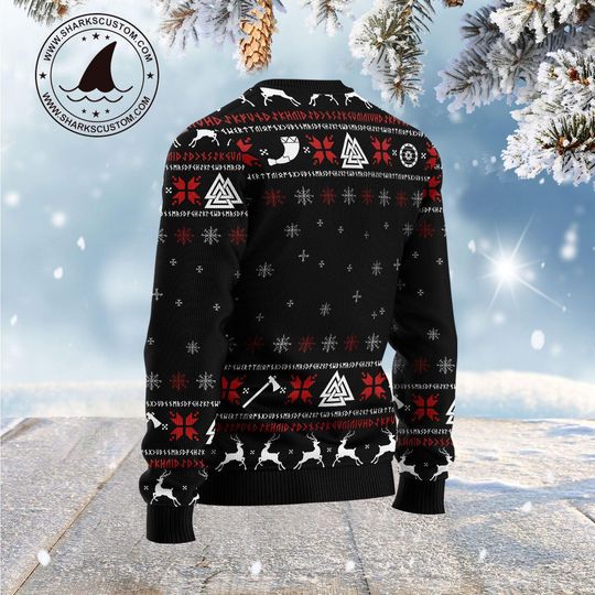 Viking Valhalla Christmas Sweater Funny Skull Santa Custom Face Pullover