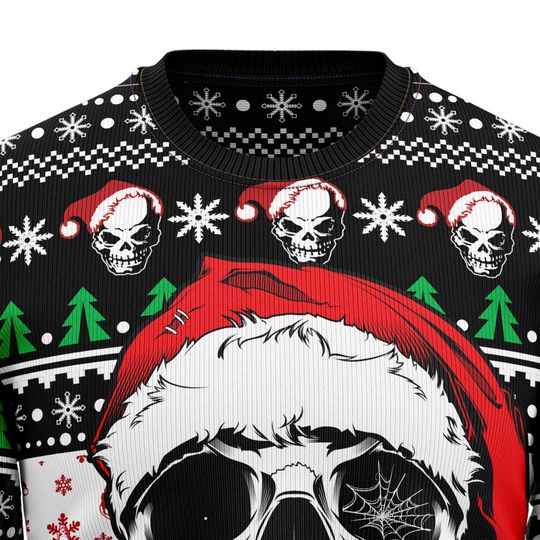 Ho Ho Horror Santa Skull Christmas Sweater Gothic Holiday Pullover Funny Gift