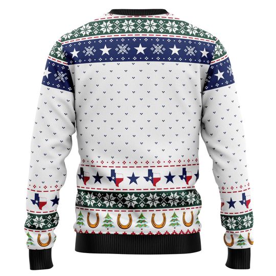 Merry Christmas Y'all Texas Ugly Christmas Sweater, Cowboy Boots Hat Cactus