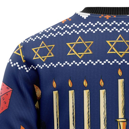 Hanukkah Menorah Sweater, Jewish Holiday Ugly Christmas Sweatshirt