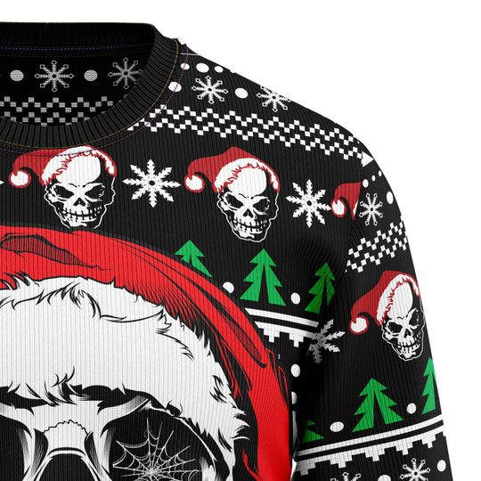 Ho Ho Horror Santa Skull Christmas Sweater Gothic Holiday Pullover Funny Gift