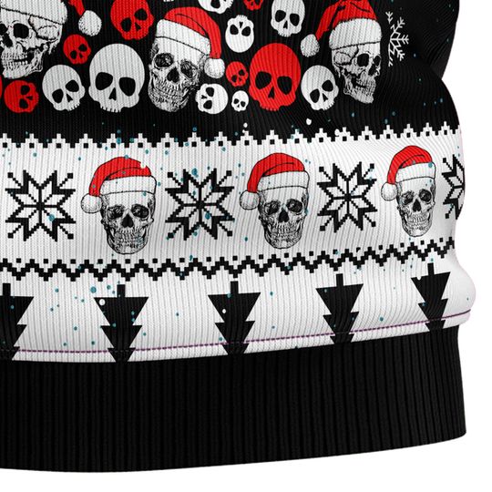 Skull Pine Tree Ugly Christmas Sweater, Gothic Ugly Xmas Sweatshirt