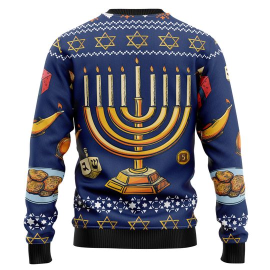 Hanukkah Menorah Sweater, Jewish Holiday Ugly Christmas Sweatshirt