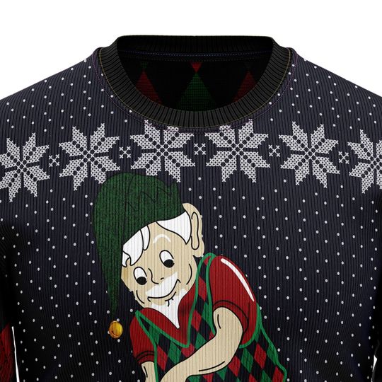 Golf Gnome Ugly Christmas Sweater, Funny Golfer Holiday Jumper, Argyle Golfing Gift