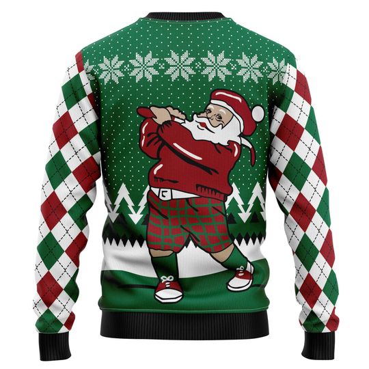 Santa Golf Christmas Sweater, Custom Your Photo Ugly Xmas Sweatshirt