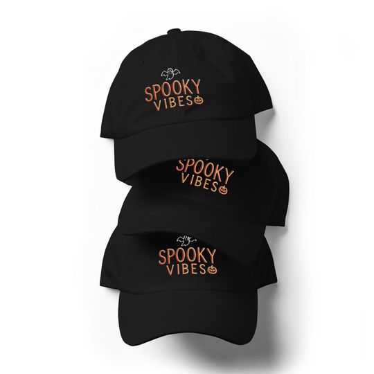 Get Into the Halloween Spirit Embroidered Spooky Vibes Dad Hat Great Gift