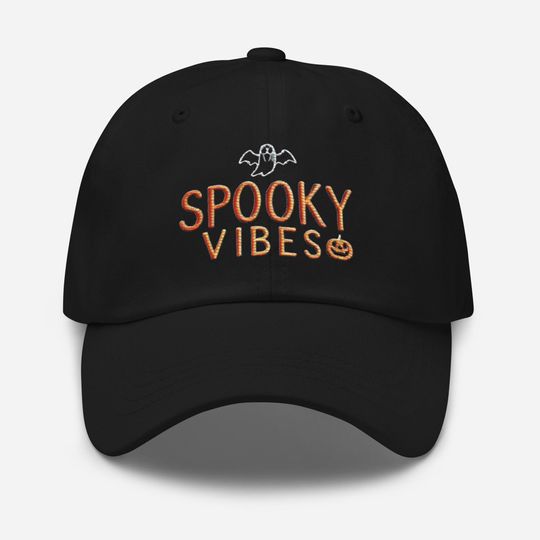 Get Into the Halloween Spirit Embroidered Spooky Vibes Dad Hat Great Gift