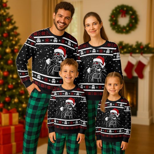 Santa Darth Vader Christmas Ugly Sweater, Star Wars Christmas Sweatshirt, Darth Vader Xmas Shirt, Galaxy's Edge Gift For Men Women Kid
