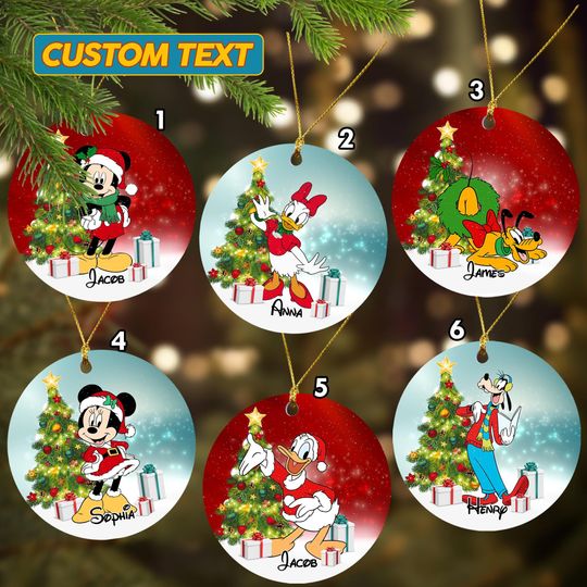 Mickey And Friends Classic Christmas Ornament, Mickey Mouse Xmas Ornament, Mickey Cartoon Ceramic Ornament Home Decoration