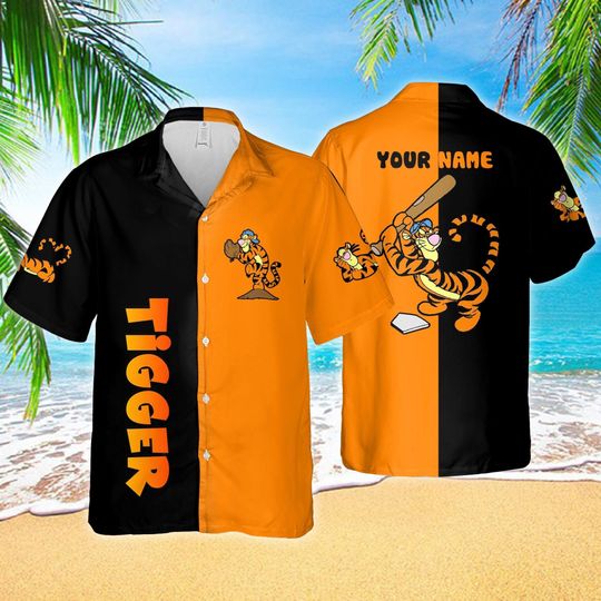Personalized Animated Tiger Character Hawaiian Shirt