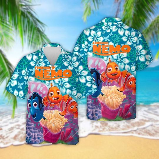 Finding Nemo Iconic Clownfish And Blue Tang Fish 3D Hawaiian Shirts