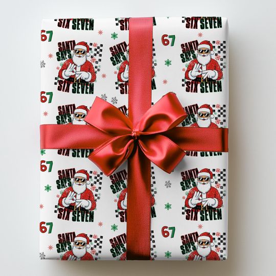 67 Christmas Wrapping Paper, Six Seven Gift Wrap, 6 7 Trending Christmas Paper