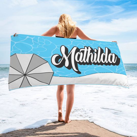 RETRO Multi Style Custom  Name Beach Towel, Bath Towel, Custom Pool Towel