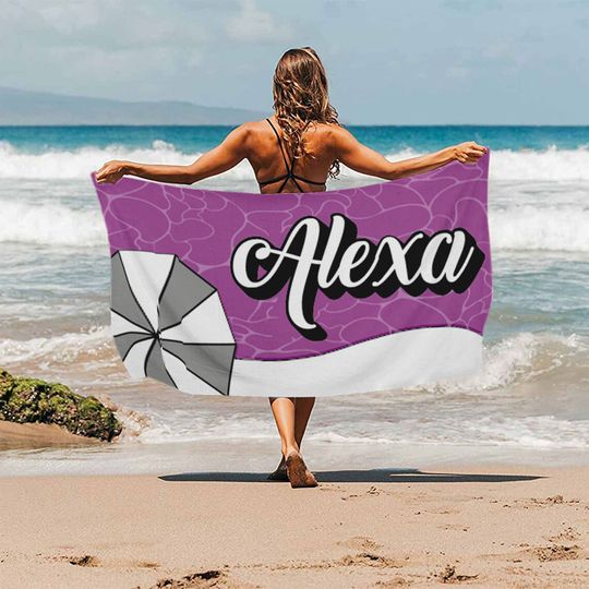 RETRO Multi Style Custom  Name Beach Towel, Bath Towel, Custom Pool Towel