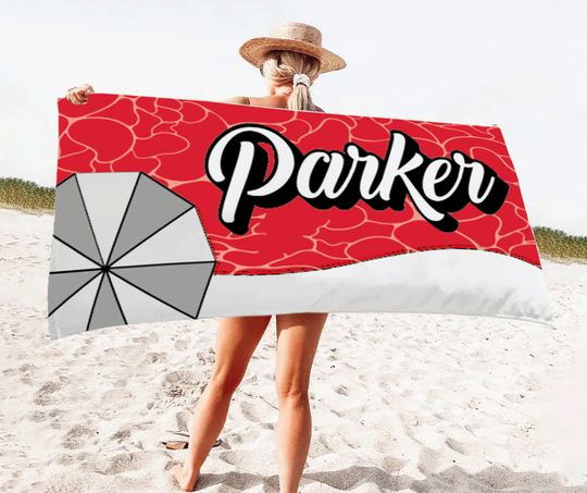 RETRO Multi Style Custom  Name Beach Towel, Bath Towel, Custom Pool Towel