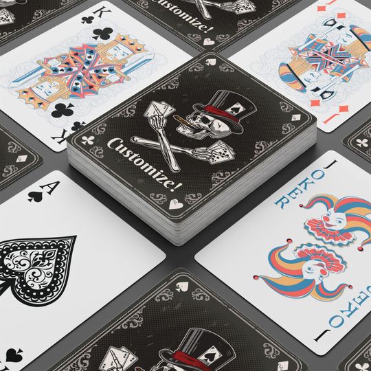Vintage Skull & Ace Playing Cards Set, Gift for Card Players