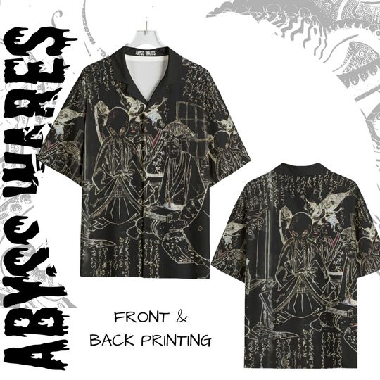 Ukiyo-e Cthulhu Shirt Rare Japanese inversion print Breezy soft Rayon