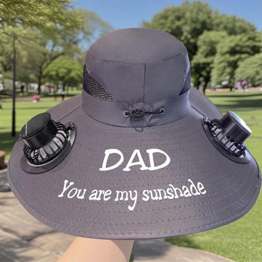 Personalized Solar Fan Hat for Men, Dad, Fishing, Sun Protection