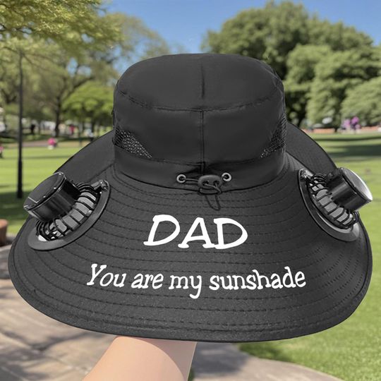 Personalized Solar Fan Hat for Men, Dad, Fishing, Sun Protection