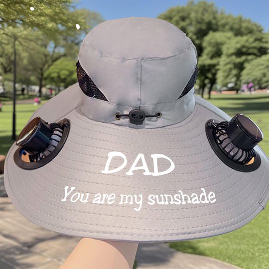 Personalized Solar Fan Hat for Men, Dad, Fishing, Sun Protection